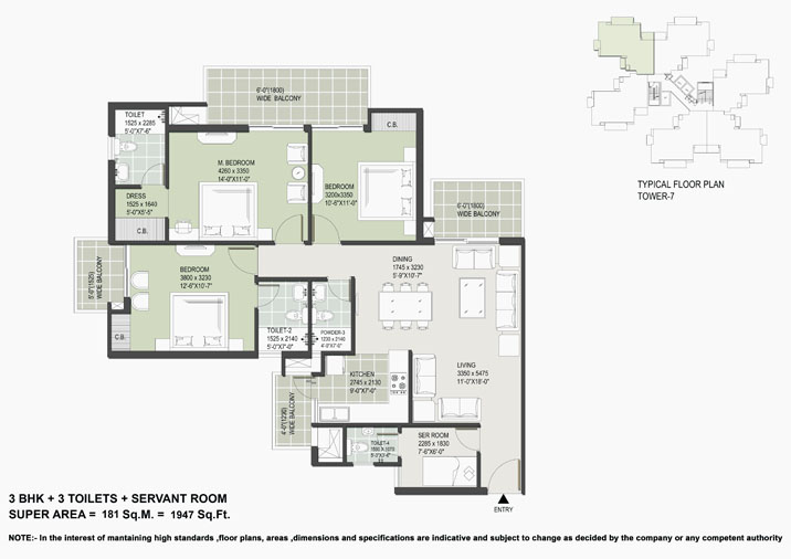 Floor Plan 3bhk 3 toilets