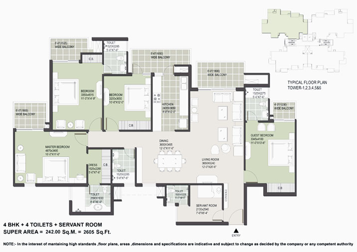 Floor Plan 4bhk 4 toilets